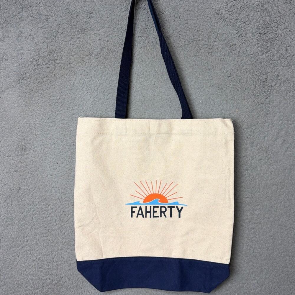 Faherty Canvas Tote Weekender Beach Days Groceries Small Lightweight NWOT - Picture 5 of 6